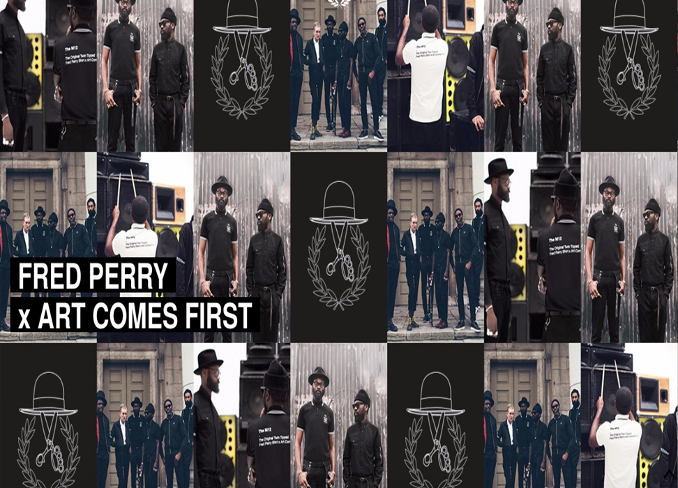 フレッドペリー FredPerry ロゴ刺繍 アートカムズファースト MA1 紺 FRED PERRY × ART COMES FIRST フレッドペリー アートカムズ